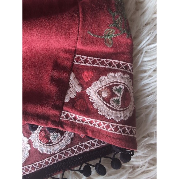 Altar'd State Red Mini Skirt Size Small Linen Blend Floral Bird Embroidered Boho - Picture 9 of 10